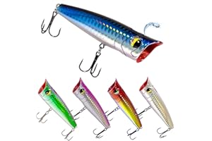 RUIJIAXIANG fishing lures hard bait Kit 5pcs Squirt water Popper lures Treble Fishing Hooks for Freshwater/Saltwater