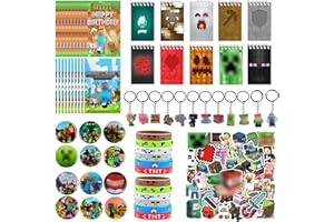 EKKONG 116 PCS Party Bag Fillers, Gamer Party Favours with Silicone Bracelet Button Pins Stickers Party Bags Keychain Notebook, Birthday Decorations for Kids