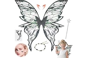 HIQE-FL Fairy Wings dla dorosłych, skrzydła wróżki dla dorosłych, skrzydła wróżki, skrzydła wróżki dla dorosłych, skrzydła motyli dla dzieci (czarny)