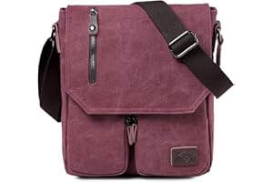 Kasgo Small Messenger Bag, 11-inch Man Bag Vintage Canvas Shoulder Cross Body Bags Water-Resistant Lightweight Multi-Pocket Satchel Women for Travel Work School Business
