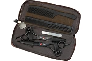 XUANFENG HEMATITE 7 pulgadas tijeras de peluquería profesional de titanio negro herramientas de peluquería, tijeras de corte y tijeras adelgazantes libre hermosa bolsos ...