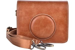MUZIRI KINOKOO Fuji Mini EVO Kameratasche Kompatibel mit Fuji Mini EVO Kamera Schutzhülle mit verstellbarem Schultergurt (Leder, Braun D)