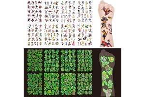 SIPHUS Juego de 8 pegatinas para niños, set de tatuajes luminosos para niños, juego de tatuajes temporales, impermeables