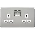 Knightsbridge SFR9000BCW Screwless 13A 2G Dp Switched Socket-Brushed Chrome with White Insert