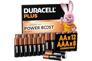 DURACELL Plus Piles AA & AAA (Pack combiné de 12xAA et 8xAAA) – Piles Alcalines 1,5 V – avec Actifs Power Boost – Emballage 0% Plastique – Conservation Garantie 10 Ans – MN150/ MN2400