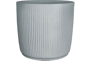 Scheurich Linetto 40 - Pot de Fleurs Rond - Gris Pierre - Fabriqué en Plastique recyclé - pour l'extérieur
