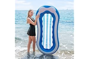 MIIDD Materac dmuchany, basen z siatką, hamak wodny dla dorosłych z siatką, materac dmuchany, hamak na wodę, leżak wodny, koło do pływania z siatką dla dorosłych i dzieci, 165 x 75 x 25 cm