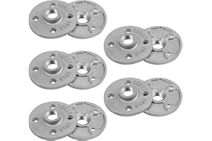 Kamtop Bride de Plancher Inox 1/2" 10 PCS 1/2"BSP Bride Filetée d'Aluminium Bride Tube Base avec 4 Trous Brides de Tuyauterie pour Tube Robinet Étagère Murale Vintage Fond - 18mm