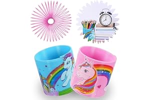 SRV HUB 2 giocattoli a molla magica a forma di unicorno, molle magiche arcobaleno in plastica multicolore, divertimento primaverile per bambini, dimensioni 6,5 cm (2 molle (1 blu, 1 rosa))