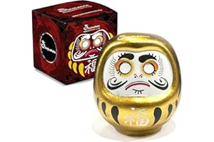 Samsara - Daruma - Muñeca Amuleto de la suerte japonés original de porcelana | colorea el ojo y pide un deseo - Regalo Navidad para hombre, mujer y niño (oro - éxito)