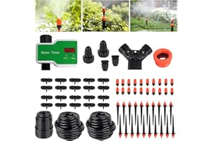 Aedcbaide Automatic Watering System with Drip Irrigation Kit, 66ft+33ft Droparrow House Plants Drip Irrigation System, Battery LED Display Plant Self Watering System, Automatic Plant Waterer Devices