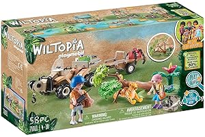 Playmobil 71011 Quad de Secours pour Animaux - Wiltopia - avec Deux Personnages, Un Quad et des Animaux - Gamme Wiltopia avec Plus de 80% de matériaux recyclés ou biosourcés en Moyenne - Dès 4 Ans