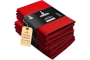 Trade Fountain Red Cotton Cloth Napkins [12 Pack] – Extra Large 51 x 51 cm Reusable & Washable Dinner Napkins | Fabric Table Serviettes for Home, Parties, Weddings & Christmas Events