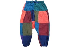 SHOPOHOLIC FASHION Infantil Hippy Harén Holgado Boho Pantalones Hippy Coloridos Infantil Retro Cómodo Pantalones - Liso Parche, X-Large