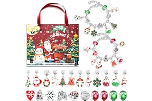 WANHE Jewellery Advent Calendar 2024 Women Girls 24PCS Christmas Advent Calendar Bracelets Gift Box 24 Days Christmas Countdown Calendar 22 Charm Beads and 2 Bracelets Xmas Surprise Gift