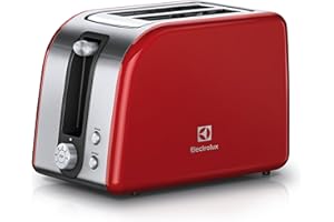 Electrolux Toster ze stali nierdzewnej, 7 stopni przyrumienienia, Funkcja stop, Funkcja rozmrażania i podgrzewania, Szerokie komory na różne rodzaje tostów, Automatyczny podajnik, EAT7700R, Czerwony