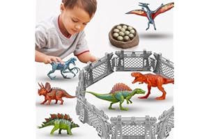 Oriate Dinosaurier Spielzeug für Kinder 3-8, 4ft Lange Mini Dinosaurier Figuren mit 8PCS Dino Zäune, Pretend Spiel von Dino Capture und Flucht, großes Geschenk für Jurassic Dinosaurier Fans 207-1 …