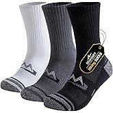 Niorasen Mens Sports Socks, Cushioned Anti Blister Hiking Socks, Crew Breathable Cotton Walking Socks, Multi Performance Trek