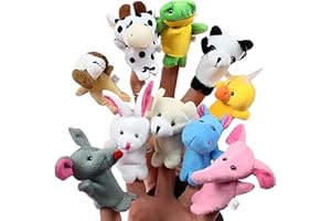 Retoo 10 lalek na palce, małe figurki zwierząt, zestaw pluszowych zabawek na urodziny, imprezę dla dzieci, chrzest, baby shower, Wielkanoc, dla niemowląt, chłopców i dziewczynek