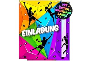 ‎VULAVA 12x Klettern EINLADUNGSKARTEN KINDERGEBURTSTAG Junge Mädchen - die Boulder PARTY Karten sind die Bouldern EINLADUNG für Jungen Kinder KLETTERGEBURTSTAG Einladung Kletterhalle Kletterwald Kletterpark