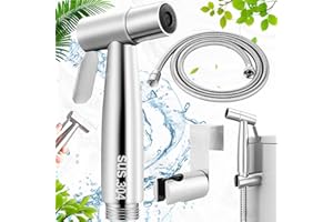Begpoee Set Doccia Bidet per WC, Doccetta per Bidet, Bidet Doccetta per Bagno, Soffione Doccia per Lavabo o WC, Con Tubo Antideflagrante da 40 Pollici, Adatto per la Pulizia di Bagni e Cucine(Argento)