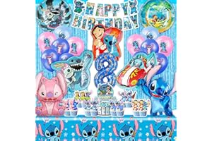 SWOKKTS Decoración Cumpleaños Stich 8 Años, Globos de Cumpleaños Lilo y Stich, Globos Cumpleaños Niña Niño 8 Años, Fiesta Stich Cortina y Decoracion Tartas, Globos Stich Cumpleaños (Decoracion Stich 8 Años)