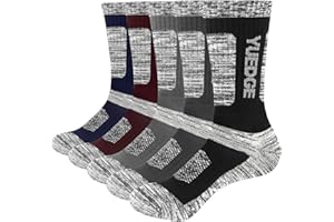 YUEDGE Men's 5 Pairs Wicking Breathable Cushion Comfortable Casual Crew Socks Multi Performance Walking Athletic Socks