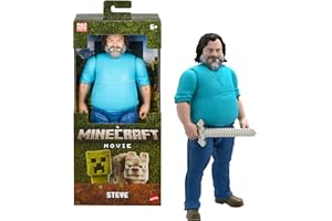 Mattel Minecraft Large-Scale Action Figure, 12-inch Posable Steve Toy Collectible Inspired by A Minecraft Movie​​​​, JGG67