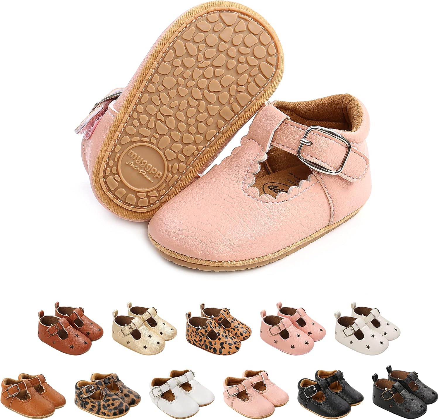 Baby Girls First Walking Shoes Mary Jane PU Leather Anti-Slip Princess Shoes Infant Baby Shoes