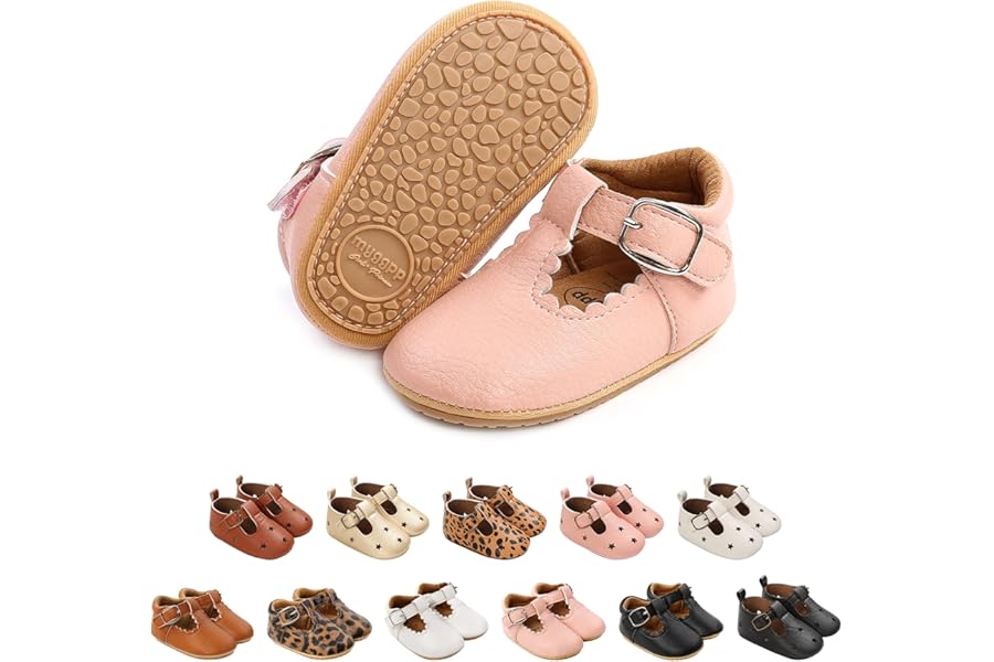 Baby Girls First Walking Shoes Mary Jane PU Leather Anti-Slip Princess Shoes Infant Baby Shoes