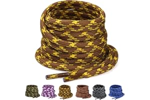 Yusimu 2 Pairs Heavy Duty Round Work Boot Laces - 4.5mm Thick Replacement for Work Boots, Hiking & Safety Boots, Trainer Shoes