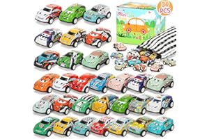SevenQ Toy Cars for Kids Ages 4-8, 30Pcs Pull Back Cars Playset with Storage Bags, Race Car Party Favors for Toddler Boys Girls Treasure Box Prizes Rewards Mini Toys