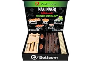 iSottcom Kit Completo para Hacer Maki - Set Para Hacer Sushi, Cuencos Para Mezclar la Salsa De Soja, Palillos con Soporte, Alfombrilla Para Enrollar, Aplicación Móvil - Kit Sushi con Caja de Regalo