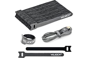 YOJOCK 50PCS Cable Ties Reusable Black, Adjustable Fastening Organiser Cord Tie Wrap, Nylon Self-Adhesive Cable Management with Hooks and Loops 15CM (50PCS)