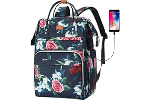 RJEU Plecak na laptopa Kobiety 15,6 cala, damski plecak Torba do pracy Kabina podróżna, inteligentny plecak szkolny dla dziewczynek torba na uczelnię do biura uniwersytet Dojazdy, kwiat