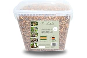 ENTAVA 3l nachhaltiger Insektenmix getrocknet in Premium-Qualität, Vogelfutter, Koifutter, Igelfutter, Eichhörnchenfutter, ganzjähriges Futter für Wildvögel