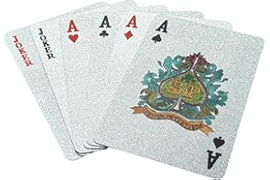 JUNMOXIAO Cool Plastic Playing Cards, Deck of Waterproof Magic Poker Cards for Family Party BBQ Gatherings Gift Silver Grid