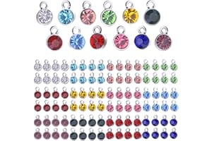 URROMA Cristallo Birthstone Charms Perline, 96 Pz Rotondo Cristallo Charms per Gioielli che fanno Cristallo Charms per Orecchino che fa Bracciale Collana, 12 Colori