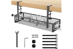 ORAGKE Kabelmanagement Schreibtisch Ohne Bohren, Kabelkanal Schreibtisch Unterbau, Kabelhalter Klemmbar, Kabel Management unter Schreibtisch, Kabel Organizer Tischplatte, Kabelwanne Büro, Schwarz