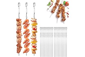 Brochettes pour Barbecue, 20 Pièces 38cm Brochettes en Acier Inoxydable Brochette Réutilisables Brochettes de Légumes Pics à brochettes, pour Barbecue Viande légumes (38cm)