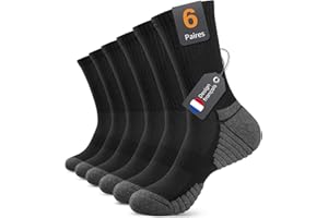 Alaplus Chaussettes Homme Femme 43-46 39-42 35-38 47-50, Lot de 6 Chaussettes Chaudes Coton Hiver, Chaussettes de Sport Antidérapantes Respirant Unisexe