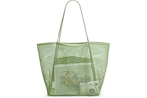 KALIDI FANCY FOREST KALIDI Summer Beach Bag, Mesh Tote Bag for Women, Large Casual Shoulder Bag with Zipper Inner Pocket for Travel Daily Pool Gym Picnic, Lightweight Shopping Grocery Bag