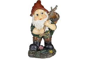 Relaxdays Gnomo de jardín con cesto de Bellota, Resistente a heladas, Diseño clásico, Estatua Decorativa