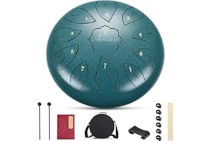Asmuse Zungentrommel,10 Zoll 11-Ton C-Dur Steel Tongue Drum – Stahl Handpan Zungentrommel mit Handtasche, für Yoga, Meditation, Unterhaltung, portabel für Alle Niveaus，leicht tragbar/portabel