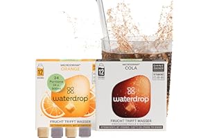 ‎WATERDROP MICRODRINK waterdrop® Microdrink Set – Orange & Cola zuckerfrei, 24 Würfel – erfrischenden Geschmack für Wasser – Getränke ohne Zucker – Geschmackspulver mit Vitaminen – Wasserzusatz für Limonade & Cola