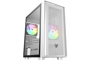 ‎OVERSTEEL Oversteel - Aeris Gaming PC Gehäuse kompatibel mit Micro ATX und ITX Boards, 2 120mm RGB Lüfter, Mesh Front, 2 Staubfilter, gehärtetes Seitenglas, USB 3.0, Weiß