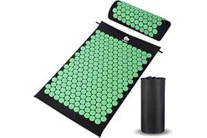 Akupressur Set,Bellababy Akupressurmatte und Akupressurkissen,Massagematte Akupunkturmatratze für Massage & Schmerzlinderung & Stressabbau,Entspannung, Stimulation und Meditation (Grün)