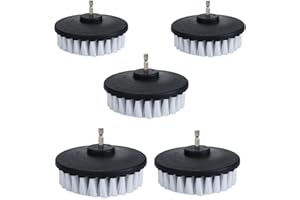 HUAWELL Lot de 5 brosses à récurer électriques à poils souples blancs de 10,2 cm pour nettoyer voiture, bateau, siège, tapis, tapisserie d'ameublement et porte de douche