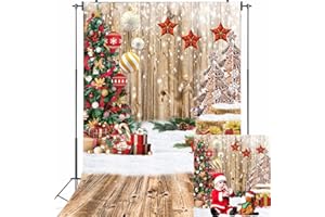 CINRAY Toile murale pour photographie, 1,5 x 2,1 m, fond de sol en bois rustique pour vacances, décoration de fête de Noël pour enfants, portrait, accessoires photo