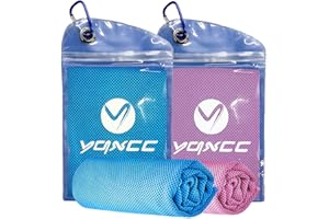 YQXCC 2 Pack Cooling Towel (120x30 cm) Ice Towel for Neck, Microfibre Cool Towel, Soft Breathable Chilly Towel for Yoga, Golf, Gym, Camping, Running, Workout & More Activities